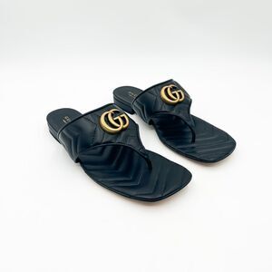 Gucci GG Marmont Matelassé Quilted Chevron Sandals EU 38.5 US 8.5